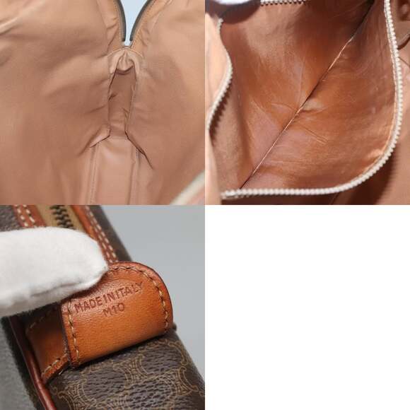 CELINE Macadam Canvas Hand Bag Pvc Leather Brown Gold - Picture 12 of 12